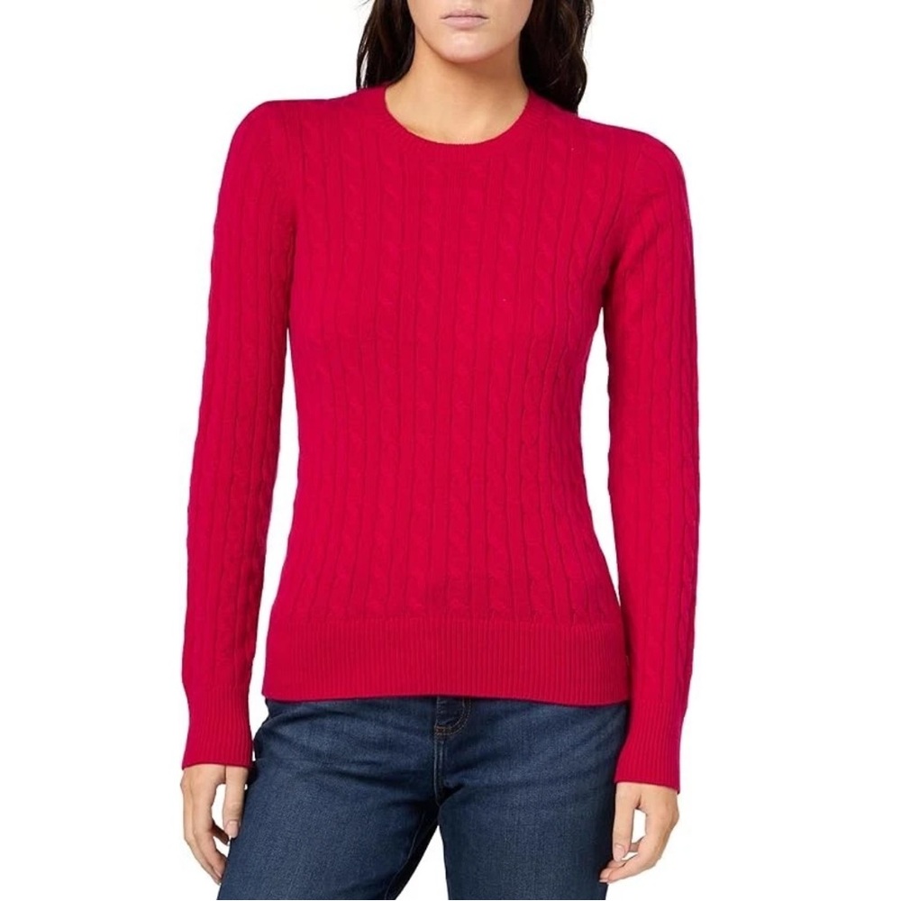Brooks Brothers Women's Cashmere Wool Cable Crewneck Sweater Fuschia Pink XL
